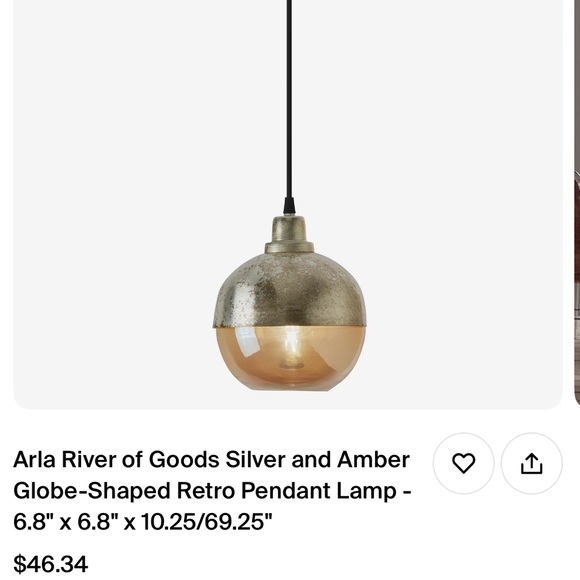 NIB Arla River of Goods Silver and Amber Pendant Lamp - Picture 1 of 7